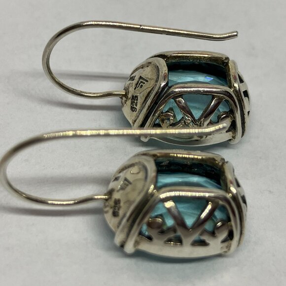 Silpada Aqua Glass & Silver Filigree 'Blue Pool' Drop Earrings - Picture 3 of 7